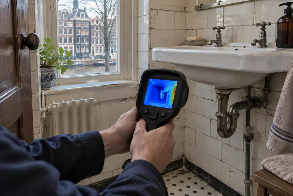 Lekdetectie Drunen – badkamer met oude leidingen achter de tegels