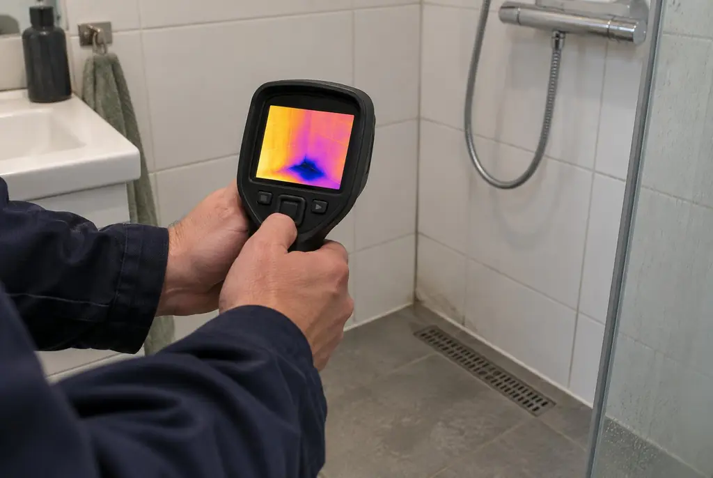 Lekdetectie Drunen – lekdetectiespecialist met warmtebeeldcamera in een badkamer